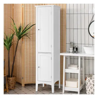 Costway Mobile bagno alto con 2 ante 5 vani, Colonna bagno da terra salvaspazio 37x37x160cm Bian