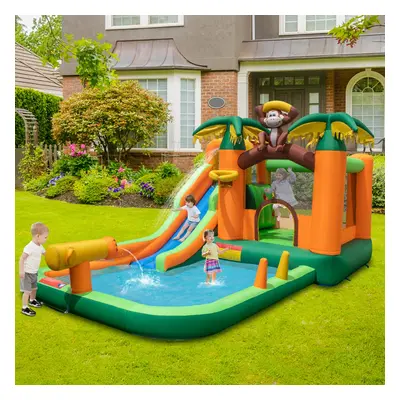 Costway Castello gonfiabile per bambini con scivolo compressore 680W piscina, Gioco gonfiabile 7