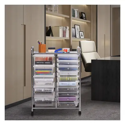 Costway Carrello cassettiera multiuso con 15 cassettiera in plastica da cucina Contenitore con r