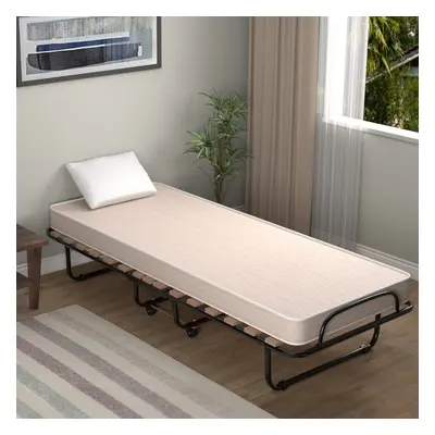 Costway Letto pieghevole con materasso in memory foam spesso, Letto portatile con 4 ruote girevo