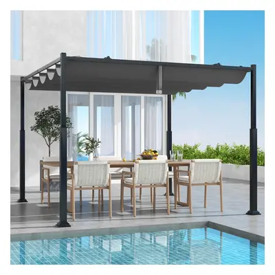 Costway Pergola da esterno 310x310cm con tettoia retrattile colonne metalliche extra-resistenti,