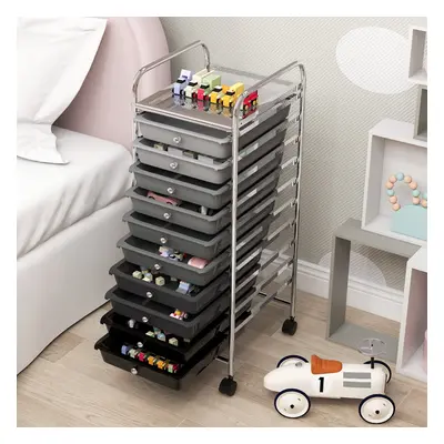 Costway Carrello cassettiera multiuso con 10 cassetti da cucina, Contenitore con ruote a 10 ripi