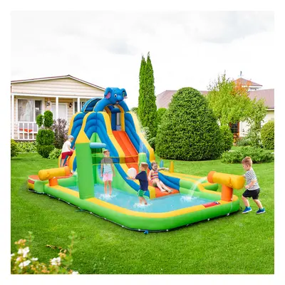 Costway Parco acquatico gigante per bambini, Scivolo gonfiabile con piscina spruzzo parete da ar