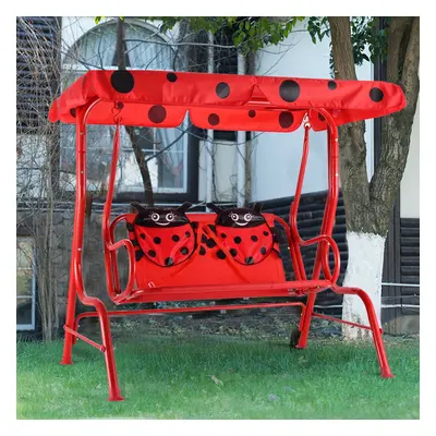 Costway Altalena dondolo da giardino per bambini con 2 posti e tetto regolabile 117x78x116cm Ros