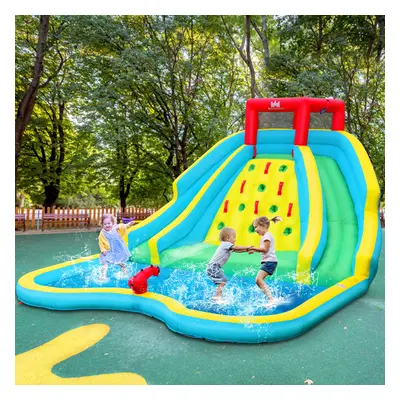 Costway Gonfiabile per bambini con parete di arrampicata cannone ad acqua, Piscina gonfiabile co