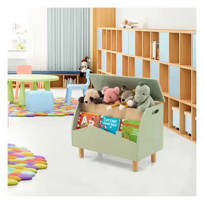 Costway Scatola dei giocattoli in legno con ripiano espositivo, Libreria per bambini con cernier