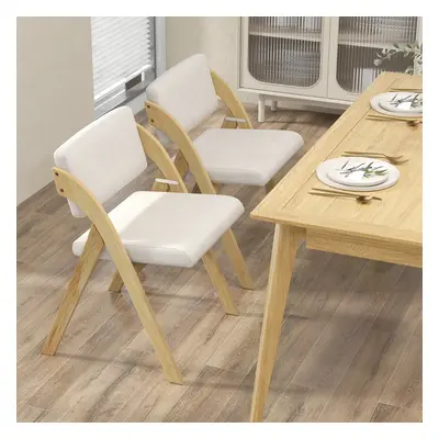 Costway Set 2 sedie da pranzo pieghevoli con gambe in legno di gomma sedile e schienale imbottit