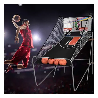 Costway Macchina da pallacanestro elettronico, Canestro da Basket gioco pieghevole 202x107x205cm