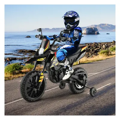 Costway Moto cavalcabile per bambini con licenza aprilia e 2 ruote aggiuntive, Moto elettrica 12