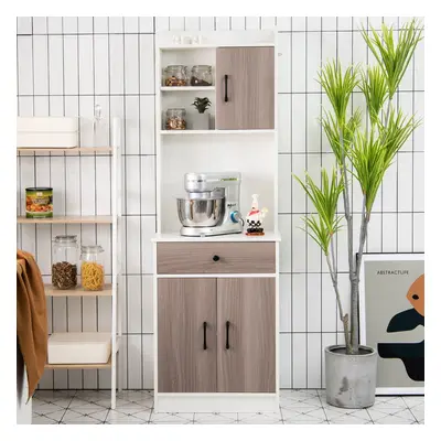 Costway Mobile da cucina con 3 ante e ripiani regolabili, Credenza con ampio spazio aperto per m