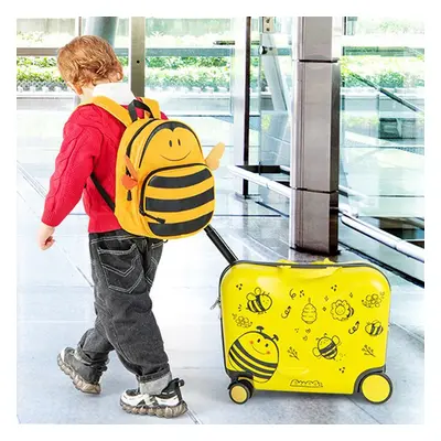 Costway Set di valigie per bambini da 2 pezzi, Valigia con zaino duro e impermeabile con ruote 4