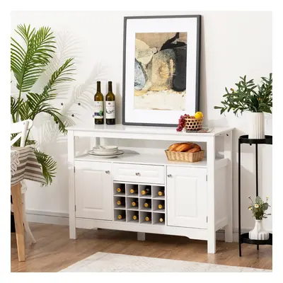 Costway Credenza per cucina con porta bottiglie di vino a forma incrociata, Mobile da cucina con