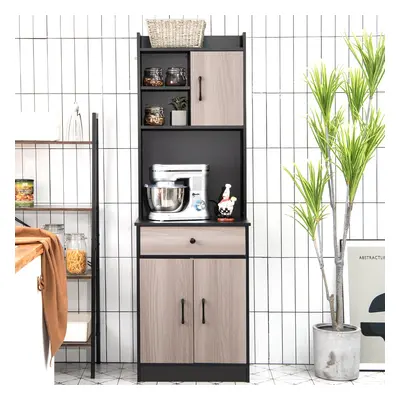 Costway Mobile da cucina con 3 ante e ripiani regolabili, Credenza con ampio spazio aperto per m