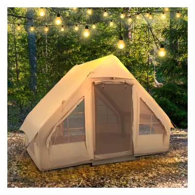 Costway Tenda da campeggio gonfiabile per 4-6 persone in cotone con pompa, Tenda di glamping ant