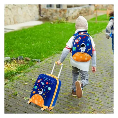 Costway Set 2 pezzi Bagagli per bambini da viaggio con ruote girevole girevole 18" Trolley bimbo