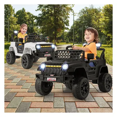 Costway Camion elettrico per bambini 12V con telecomando per genitori 3 velocità luci LED, Veico