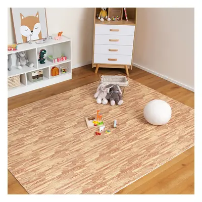 Costway Tappeto puzzle effetto legno in schiuma EVA 61x61cm, Tappetini a incastro con bordi peri