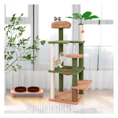 Costway Albero per gatti 152cm con posatoio in peluche giocattolo appeso pianta finta, Tiragraff