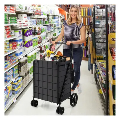 Costway Carrello della spesa 120L con fodera in Oxford ruote anteriori piroettanti, Carrello per