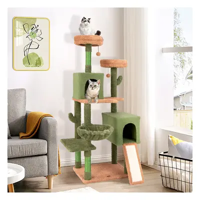 Costway Albero per gatti 160cm a cactus con pali di graffiatura in sisal e scala, Torre per gatt