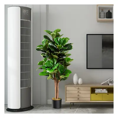 Costway Ficus lyrata artificiale da 1,2m da interno ed esterno, Piante finte con foglie realisti