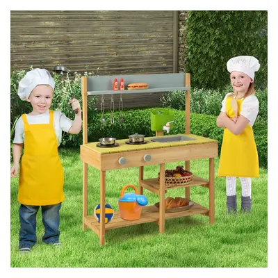 Costway Cucina giocattolo per bambini con serbatoio d'acqua rimovibile rubinetto realistico, Cuc