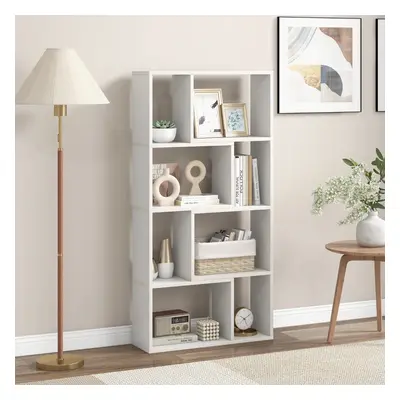 Costway Libreria geometrica a 4 ripiani da 120cm, Organizzatore di stoccaggio moderno con 8 cubi