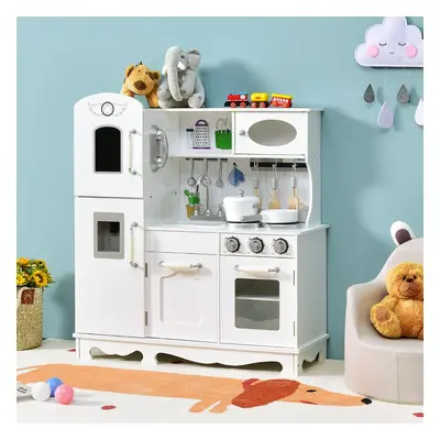 Costway Cucina giocattolo per bambini in legno con accessori telefono lavello forno fornelli, Se