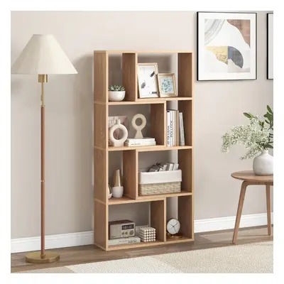 Costway Libreria geometrica a 4 ripiani da 120cm, Organizzatore di stoccaggio moderno con 8 cubi