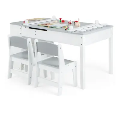 Costway Set tavolo e sedia da disegno per bambini, Tavolo artistico con piano sollevabile 6 cont