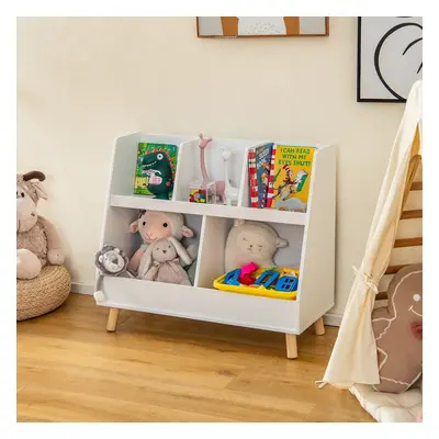 Costway Libreria per bambini a 5 cubi con gambe in legno e kit antiribaltamento, Organizzatore p