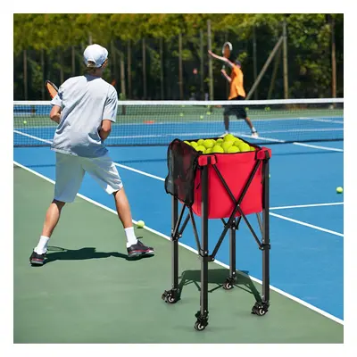 Costway Carrello porta palline da tennis in alluminio con ruote borsa rimovibile, Cesto raccogli