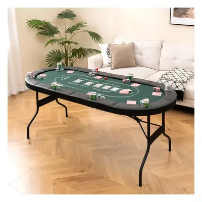 Costway Tavolo da poker pieghevole 182cm per 8 giocatori, Tavolo da gioco ovalo per blackjack te