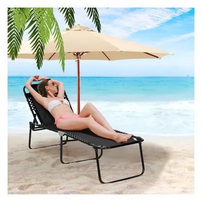 Costway Chaise longue pieghevole con poggiatesta rimovibile, Sedia reclinabile da spiaggia con s