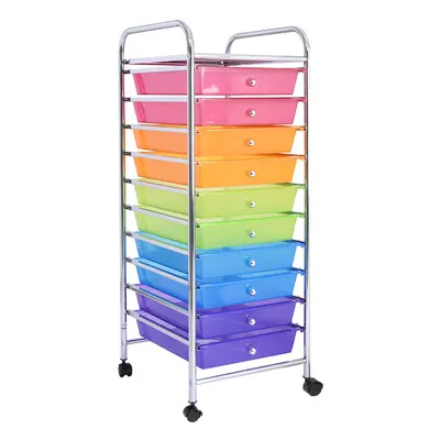 Costway Carrello cassettiera multiuso con 10 cassetti da cucina Contenitore con ruote a 10 ripia