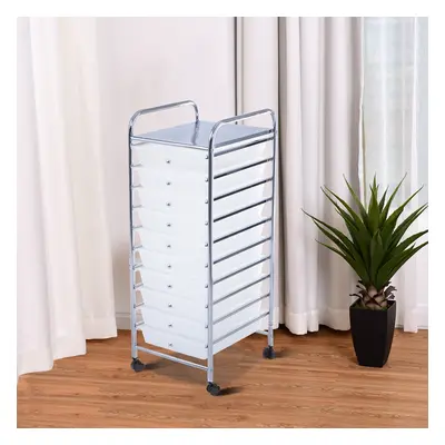 Costway Carrello cassettiera multiuso con 10 cassetti da cucina Contenitore con ruote a 10 ripia