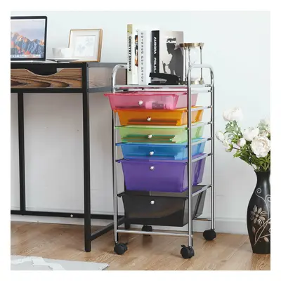 Costway Carrello cassettiera multiuso con 6 cassettiera in plastica con ruote Carrello per cucin