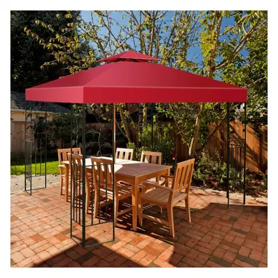 Costway Tessuto copertura superiore per gazebo Telo tetto ricambio per gazebo 3x3M Rosso Bordeau