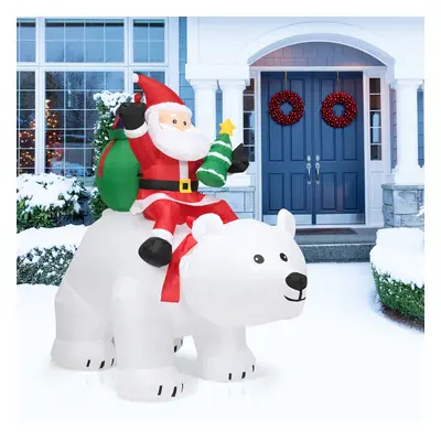 Costway Babbo Natale su orso polare con testa girevole gonfiabile 200 cm, Decorazione natalizia 