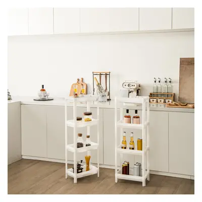 Costway Set di 2 scaffali da cucina a 4 livelli con fori per piccoli spazi, Scaffali bagno con d