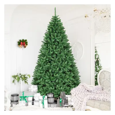 Costway Albero di Natale 275 cm non illuminato, Abete artificiale con base pieghevole di metallo