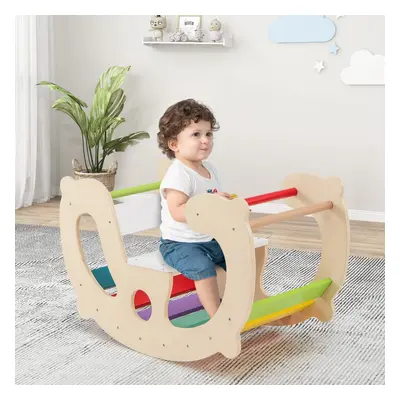 Costway Giocattoli montessori 2-in-1 per arrampicata per bambini, Arrampicata ad arco con dondol