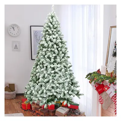 Costway Albero artificiale di Natale con 1364 rami, Abete innevato con aghi in PVC solida base d