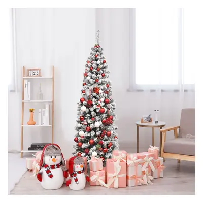 Costway Albero di Natale 180 cm con 250 luci LED calde, Abete artificiale innevato illuminato