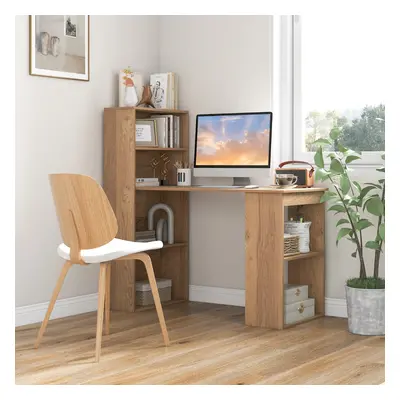 Costway Scrivania per computer da 122cm con libreria, Postazione di studio moderna compatta con 