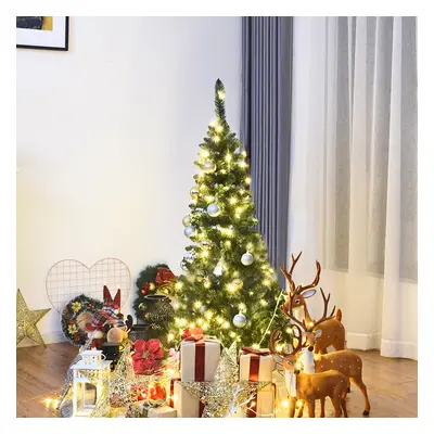 Costway Albero di Natale 135cm 226 rami, Abete artificiale innevato con base solida di metallo e