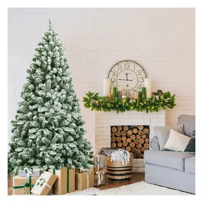 Costway Abete artificiale innevato con aghi in PVC di alta qualità, Albero di Natale 180cm con s