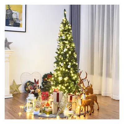 Costway Albero di Natale 200cm 708 rami, Abete artificiale innevato con base solida di metallo e