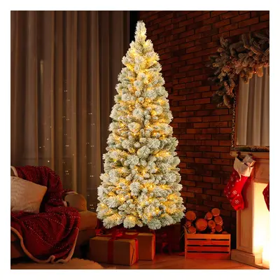 Costway Albero di Natale pop-up 180cm con aghi di pino luci led bianco caldo sezione pieghevole,