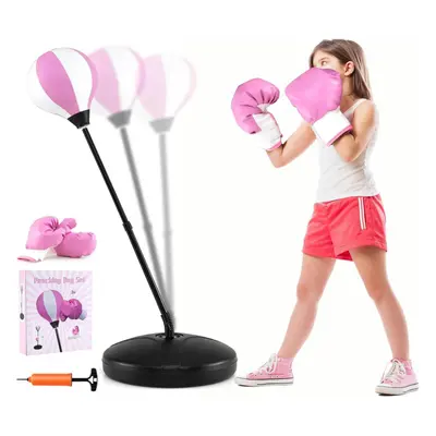 Costway Set di boxe sacco giocattoli per bambini regolabile 81-123,5cm con guantoni da boxe, Box